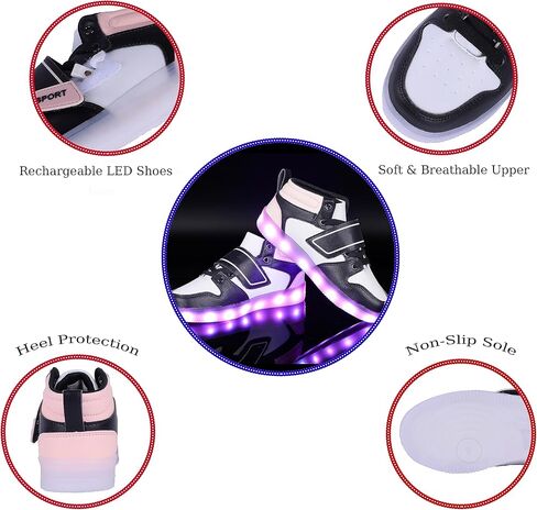 أحذية أطفال مضيئة بإضاءة LED وشحن USB وامضة أحذية رياضية عالية الجودة للأولاد والبنات للمهرجانات والهالوين وحفلات رأس السنة الجديدة in Saudi Arabia
