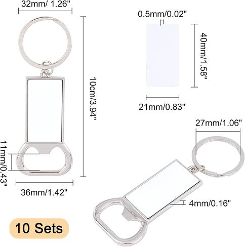 PH PandaHall Bottle Opener Keychains, 10pcs Sublimation Blank Keychains 1.5 x0.8 Inch Rectangle Alloy Heat Transfer Keychain with Key Ring for Man Husband Custom Personalized Sublimation Photo in Saudi Arabia