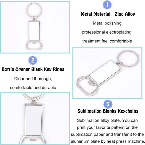 PH PandaHall Bottle Opener Keychains, 10pcs Sublimation Blank Keychains 1.5 x0.8 Inch Rectangle Alloy Heat Transfer Keychain with Key Ring for Man Husband Custom Personalized Sublimation Photo in Saudi Arabia