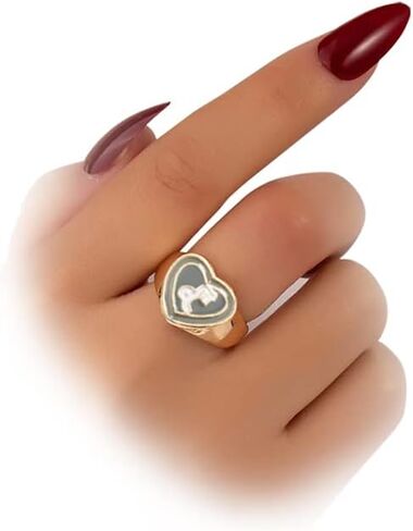Dcfywl731 Gold Zodiac Ring Heart 12 Constellation Birthday Statement Ring Valentines Day Gifts for Teen Girls in Saudi Arabia