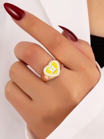 Dcfywl731 Gold Zodiac Ring Heart 12 Constellation Birthday Statement Ring Valentines Day Gifts for Teen Girls in Saudi Arabia
