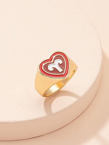 Dcfywl731 Gold Zodiac Ring Heart 12 Constellation Birthday Statement Ring Valentines Day Gifts for Teen Girls in Saudi Arabia