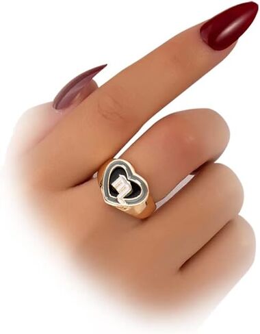 Dcfywl731 Gold Zodiac Ring Heart 12 Constellation Birthday Statement Ring Valentines Day Gifts for Teen Girls in Saudi Arabia