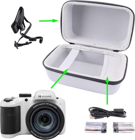 WERJIA Hard Carrying Case for KODAK PIXPRO AZ401/AZ405/AZ425/AZ255 Digital Camera,Fits USB Cable and Extra Batteries (grey) in Saudi Arabia