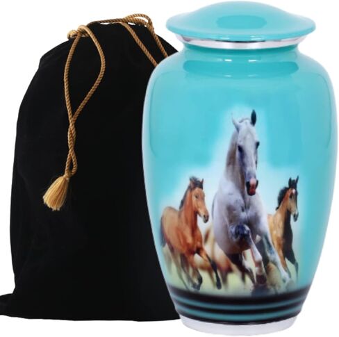 جرة للرماد للبالغين - جرة حرق الخيول البرية للرماد البشري لجنازة البالغين - الجرار الزخرفية لحرق الجثث لرماد الإنسان الذكور البالغين in Kuwait