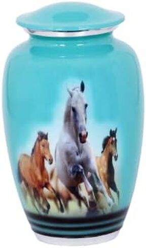 جرة للرماد للبالغين - جرة حرق الخيول البرية للرماد البشري لجنازة البالغين - الجرار الزخرفية لحرق الجثث لرماد الإنسان الذكور البالغين in Kuwait