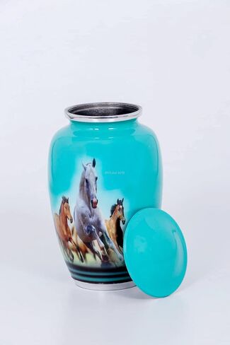 جرة للرماد للبالغين - جرة حرق الخيول البرية للرماد البشري لجنازة البالغين - الجرار الزخرفية لحرق الجثث لرماد الإنسان الذكور البالغين in Kuwait