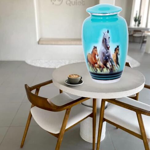 جرة للرماد للبالغين - جرة حرق الخيول البرية للرماد البشري لجنازة البالغين - الجرار الزخرفية لحرق الجثث لرماد الإنسان الذكور البالغين in Kuwait