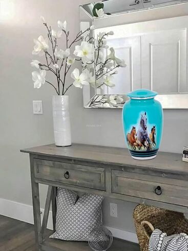 جرة للرماد للبالغين - جرة حرق الخيول البرية للرماد البشري لجنازة البالغين - الجرار الزخرفية لحرق الجثث لرماد الإنسان الذكور البالغين in Kuwait