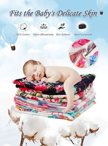 Newborn Receiving Blanket Headband Set - Unisex Soft Swaddle Set Girl Boy Shower Gifts (PWB04-Swaddle+Bow Headband) in Saudi Arabia