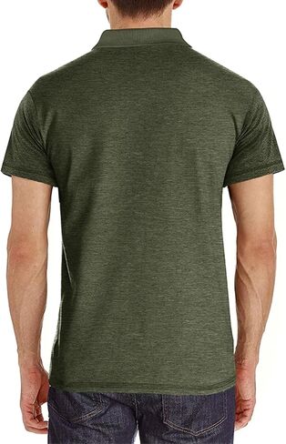 Mens Short Sleeve Polo Shirts Casual Moisture Wicking Golf Polo Shirts with Pocket in Saudi Arabia