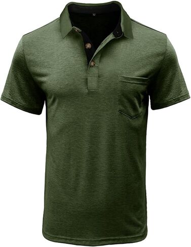 Mens Short Sleeve Polo Shirts Casual Moisture Wicking Golf Polo Shirts with Pocket in Saudi Arabia