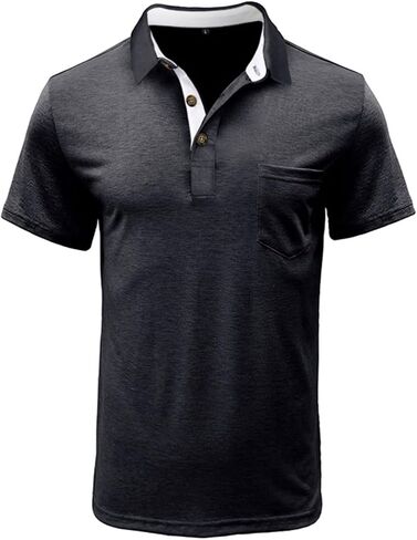Mens Short Sleeve Polo Shirts Casual Moisture Wicking Golf Polo Shirts with Pocket in Saudi Arabia