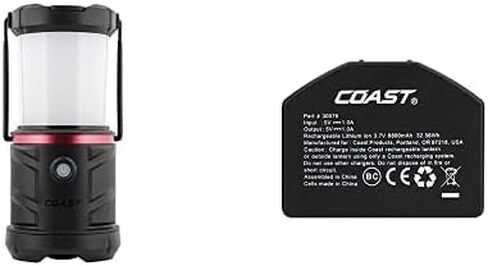 COAST EAL22 1250 Lumen Dual Color LED Emergency Light, Storm Proof, Power Bank, Durable for Outdoor & Survival - Compatible with 3 x D Batteries or ZX1010 Rechargeable Battery, Black in Saudi Arabia
