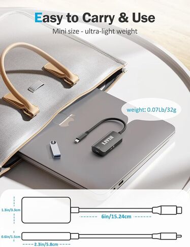 محول النظارات الذكية LIVIN USB-C (الفيديو والصوت) إلى XREAL/VITURE One/RayNeo AR/XR، 4K عند 60 هرتز + شاحن سريع 100 وات، التوصيل والتشغيل، غلاف من الألومنيوم، للشاشة المحمولة، الكمبيوتر الشخصي، Switch، SteamDeck، ROG Ally in Kuwait