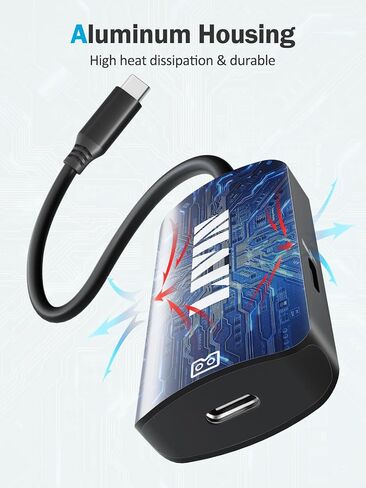 محول النظارات الذكية LIVIN USB-C (الفيديو والصوت) إلى XREAL/VITURE One/RayNeo AR/XR، 4K عند 60 هرتز + شاحن سريع 100 وات، التوصيل والتشغيل، غلاف من الألومنيوم، للشاشة المحمولة، الكمبيوتر الشخصي، Switch، SteamDeck، ROG Ally in Kuwait