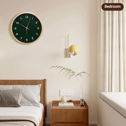 Wooden Wall Clock 12 Inch Silent Non Ticking Wall Clocks Battery Operated Wood Analog Retro Round Clock Decorative for Kitchen,Home,Living Room,Classroom, Log Green in Saudi Arabia