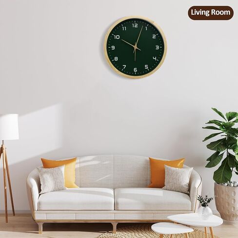 Wooden Wall Clock 12 Inch Silent Non Ticking Wall Clocks Battery Operated Wood Analog Retro Round Clock Decorative for Kitchen,Home,Living Room,Classroom, Log Green in Saudi Arabia
