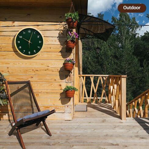 Wooden Wall Clock 12 Inch Silent Non Ticking Wall Clocks Battery Operated Wood Analog Retro Round Clock Decorative for Kitchen,Home,Living Room,Classroom, Log Green in Saudi Arabia