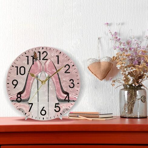 ALAZA ديكور المنزل برج ايفل شارع باريس مع مظلة حمراء 9.5 بوصة ساعة حائط أكريليك مستديرة غير موقوتة ساعة صامتة الفن لغرفة المعيشة غرفة نوم المطبخ in Kuwait