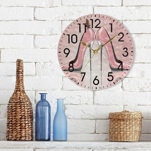 ALAZA ديكور المنزل برج ايفل شارع باريس مع مظلة حمراء 9.5 بوصة ساعة حائط أكريليك مستديرة غير موقوتة ساعة صامتة الفن لغرفة المعيشة غرفة نوم المطبخ in Kuwait