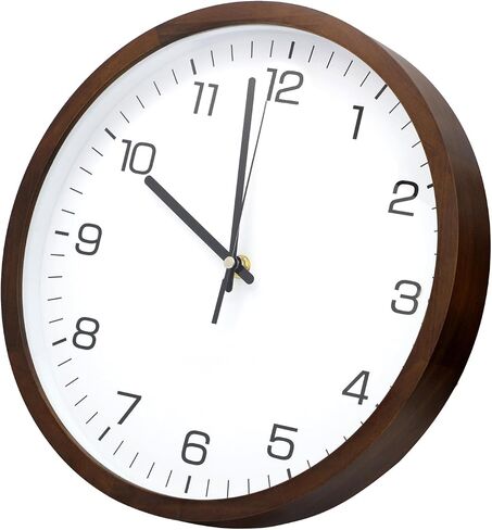 Wooden Wall Clock 12 Inch Silent Non Ticking Wall Clocks Battery Operated Wood Analog Retro Round Clock Decorative for Kitchen,Home,Living Room,Classroom, Log Green in Saudi Arabia