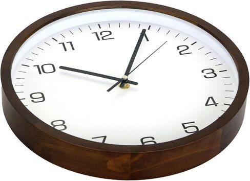 Wooden Wall Clock 12 Inch Silent Non Ticking Wall Clocks Battery Operated Wood Analog Retro Round Clock Decorative for Kitchen,Home,Living Room,Classroom, Log Green in Saudi Arabia