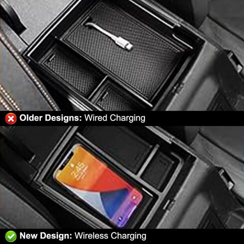 Center Console Organizer Compatible with Ford Bronco Accessories 2021 2022 2023 2/4 Door, Armrest Storage Box, Upgrade Wireless Charger Center Console Organizer Tray, Interior Insert Phone Holder in Saudi Arabia