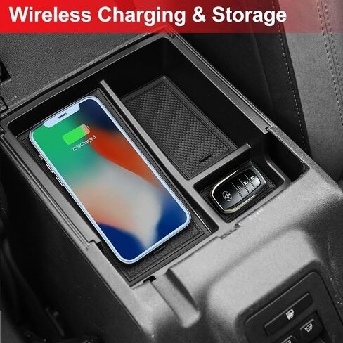 Center Console Organizer Compatible with Ford Bronco Accessories 2021 2022 2023 2/4 Door, Armrest Storage Box, Upgrade Wireless Charger Center Console Organizer Tray, Interior Insert Phone Holder in Saudi Arabia