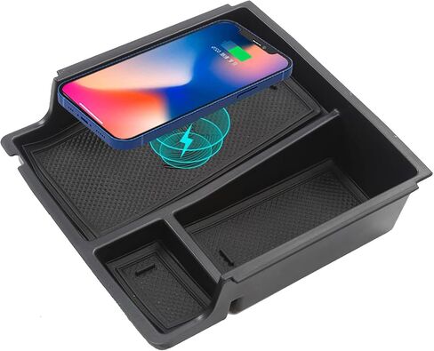 Center Console Organizer Compatible with Ford Bronco Accessories 2021 2022 2023 2/4 Door, Armrest Storage Box, Upgrade Wireless Charger Center Console Organizer Tray, Interior Insert Phone Holder in Saudi Arabia