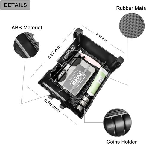 Center Console Organizer Compatible with Ford Edge 2021 2022 2023 2024 Accessories 2024 Edge SE/SEL/ST-Line/Titanium/ST Middle Console Organizer Insert Tray Armrest Storage Box, Black in Saudi Arabia
