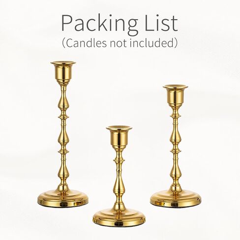 Inweder Brass Candlestick Holders, No Installation Required Candle Sticks Long Holder, Vintage Taper Candle Holders for Wedding, Candlelight Dinners, Chrismas, Black Candle Holders（3PCS in Saudi Arabia
