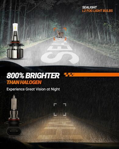 SEALIGHT 9005/HB3 9006/HB4 light Bulbs Combo, 48000LM Super Bright 9005 Hi 9006 Lo Beam Light Bulb for Powersport or Fog, 6000K White Hb3 Hb4 Bulbs with Cooling Fan IP68, Plug-N-Play, Pack of 4 in Saudi Arabia