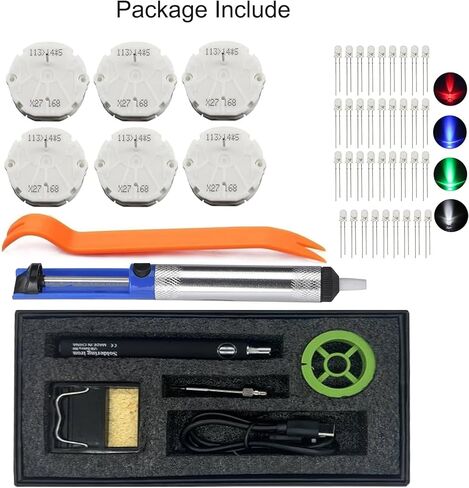 طقم إصلاح محرك السائر المتوافق مع مجموعة الأدوات X27 168 03-06 مع 6 محركات سائر + مكواة لحام USB 12 فولت + أداة إزالة + 40 قطعة 3 فولت 5 مم لمبات إضاءة LED Solder Sucker Chevy Silverado GM GMC in Kuwait