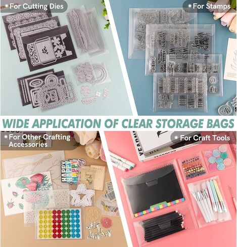 20 PCS Stamp and Die Storage Bag and Rubber Magnetic Sheets die Storage Set for Storage Die Cutting DIY Scrapbooking Cutting Dies Stencil Embossing Crafts Paper Card Craft Organizer Holder in Saudi Arabia