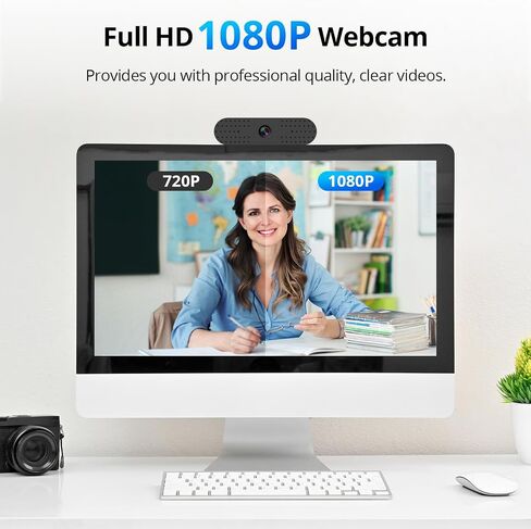 كاميرا كمبيوتر GVM Webcam 1080P، كاميرا ويب عالية الدقة بالكامل مع ميكروفونات مانعة للضوضاء، كاميرا ويب فيديو احترافية لتسجيل البث بزاوية 90 درجة، كاميرا كمبيوتر USB لمكالمات الفيديو/المؤتمرات/التكبير/التصغير/الفصول عبر الإنترنت in Saudi Arabia