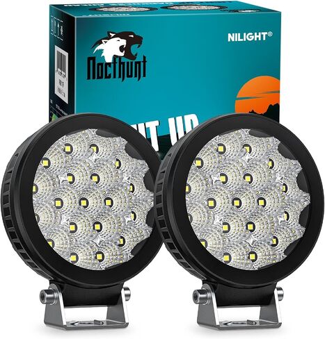Nilight Led Light Pods 2PCS 4Inch 19LED Flood Beam Round Driving Work Lights Built-in EMC Super Slim Offroad Lights Side Light Ditch Lights for Tractor Truck Motorbike Boat ATV, 3 Years Warranty in Saudi Arabia