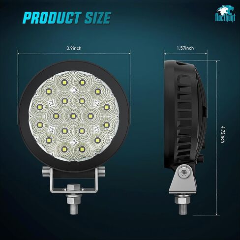 Nilight Led Light Pods 2PCS 4Inch 19LED Flood Beam Round Driving Work Lights Built-in EMC Super Slim Offroad Lights Side Light Ditch Lights for Tractor Truck Motorbike Boat ATV, 3 Years Warranty in Saudi Arabia