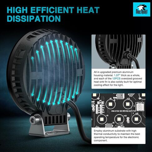 Nilight Led Light Pods 2PCS 4Inch 19LED Flood Beam Round Driving Work Lights Built-in EMC Super Slim Offroad Lights Side Light Ditch Lights for Tractor Truck Motorbike Boat ATV, 3 Years Warranty in Saudi Arabia