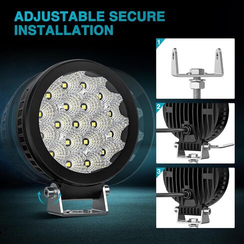 Nilight Led Light Pods 2PCS 4Inch 19LED Flood Beam Round Driving Work Lights Built-in EMC Super Slim Offroad Lights Side Light Ditch Lights for Tractor Truck Motorbike Boat ATV, 3 Years Warranty in Saudi Arabia
