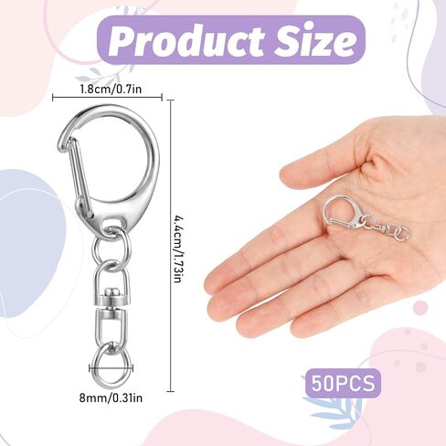 Lobster Claw Clasps, 50Pcs Swivel Snap Hooks, Keychain Clip, Key Chain Rings Keychain Lanyard Clasp for Lanyard Key Rings Crafting and DIY Crafts Key Chain in Saudi Arabia