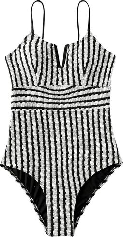 MakeMeChic Women's One Piece Swimsuit Striped Sleeveless Tummy Control Bathing Suit Swimwear in Saudi Arabia