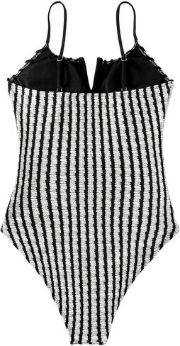 MakeMeChic Women's One Piece Swimsuit Striped Sleeveless Tummy Control Bathing Suit Swimwear in Saudi Arabia