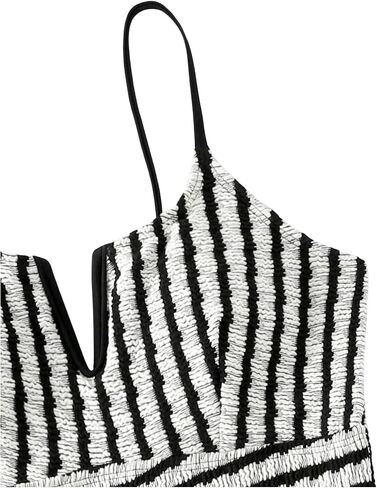 MakeMeChic Women's One Piece Swimsuit Striped Sleeveless Tummy Control Bathing Suit Swimwear in Saudi Arabia