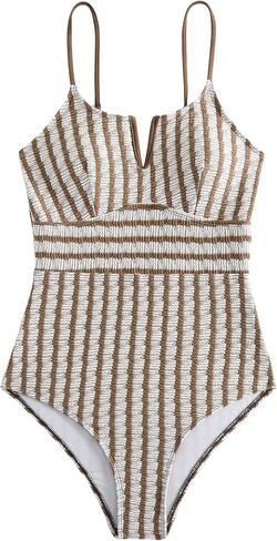 MakeMeChic Women's One Piece Swimsuit Striped Sleeveless Tummy Control Bathing Suit Swimwear in Saudi Arabia