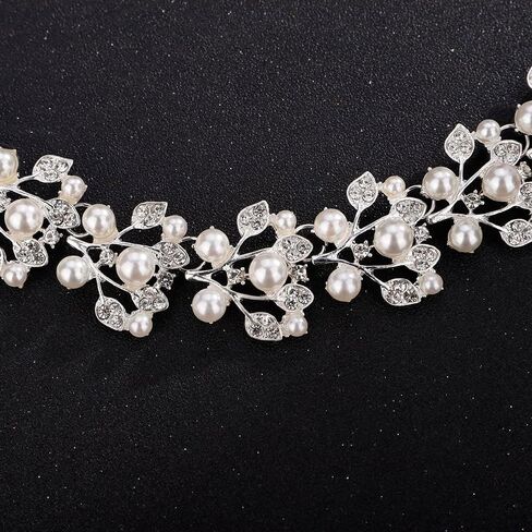 Pearl Bride Wedding Jewelry Set Crystal Bridal Necklace Earrings Sets Rhinestone Choker Necklace Prom Costume Jewelry Set for Women and Girls in Saudi Arabia