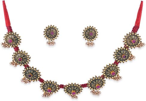 Binnis wardrobe Dual toned hand made textured choker Jewellery set in Saudi Arabia