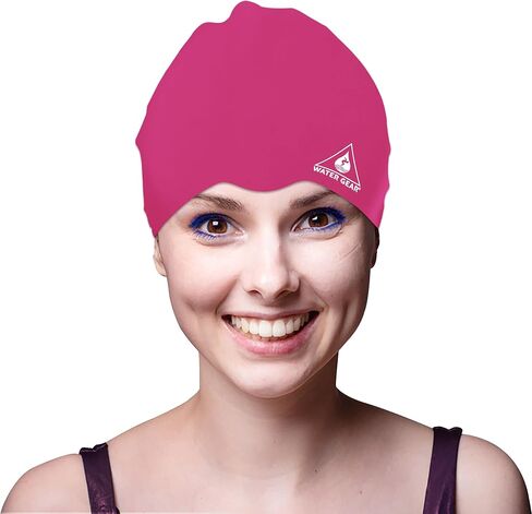 Water Gear Silicone Adult Swim Cap - Flexible Unisex Waterproof - Great for Short and Long Hair - Improve Your Performance - Women Men and Teens -Triathlon Swimmers and Athletes in Saudi Arabia