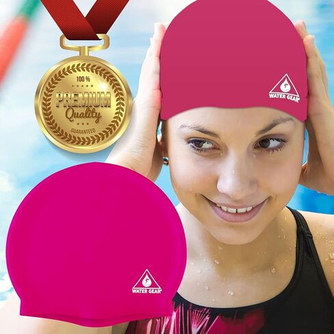 Water Gear Silicone Adult Swim Cap - Flexible Unisex Waterproof - Great for Short and Long Hair - Improve Your Performance - Women Men and Teens -Triathlon Swimmers and Athletes in Saudi Arabia