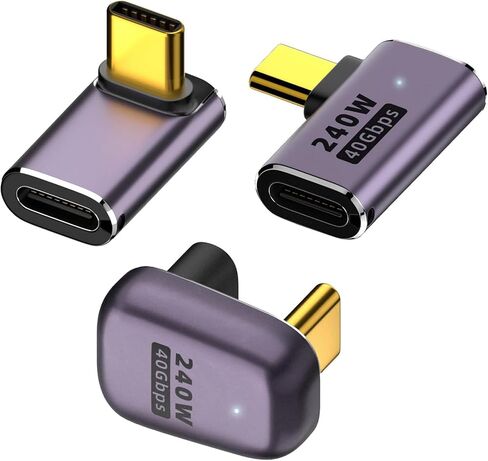 USB C 90 Degree Adapter, Type C Right Angle Adapter with 40Gbps PD 240W 8K@60Hz Video Charging, Compatible with Steam Deck, Switch, VR and More Type C Devices(90 Degrees-A 2 PCS) in Saudi Arabia